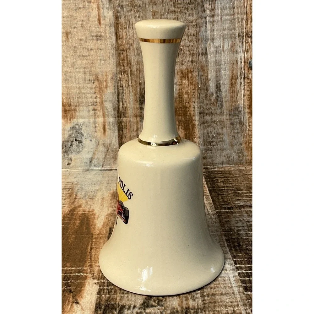 Vintage Indianapolis Indy Race Car Indiana Porcelain Hand Bell